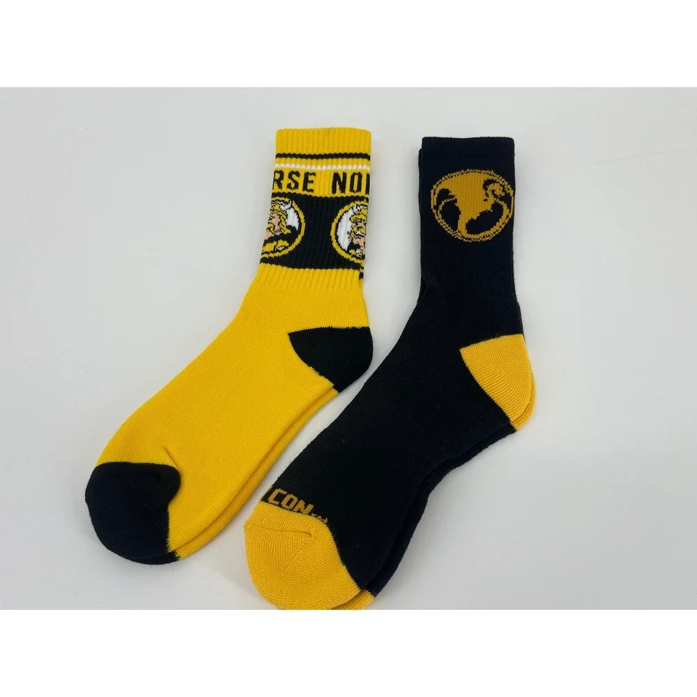 Norsemen Crew Socks One Size Black Yellow Excellent Graphic Athletic Fan Gear